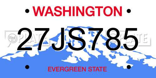 27JS785 Washington License Plate