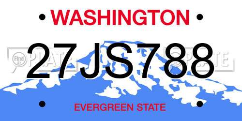 27JS788 Washington License Plate