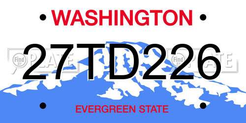 27TD226 Washington License Plate