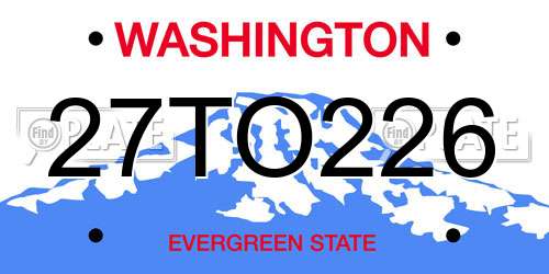27TO226 Washington License Plate