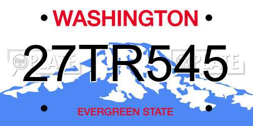 27TR545 Washington License Plate