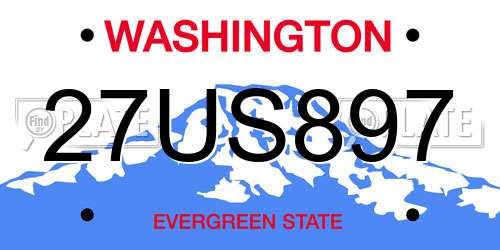 27US897 Washington License Plate