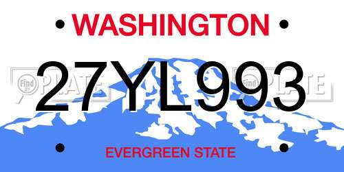 27YL993 Washington License Plate