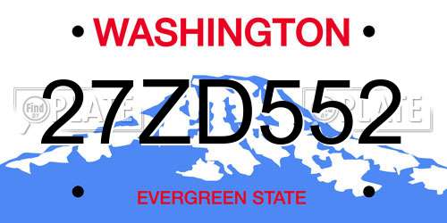 27ZD552 Washington License Plate