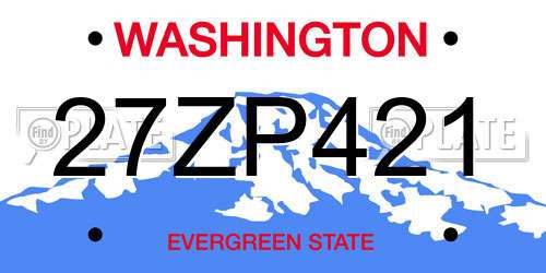 27ZP421 Washington License Plate