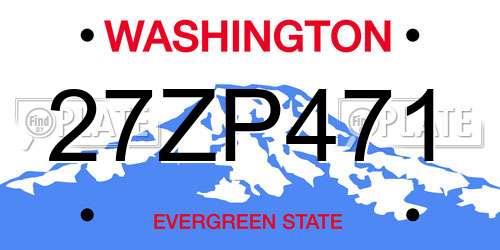 27ZP471 Washington License Plate