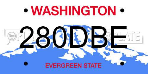 280DBE Washington License Plate