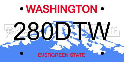280DTW Washington License Plate