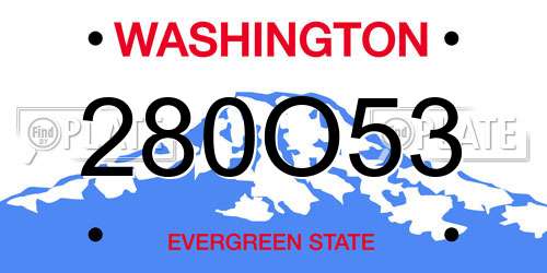 280O53 Washington License Plate