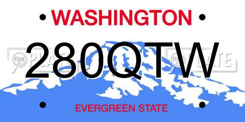 280QTW Washington License Plate