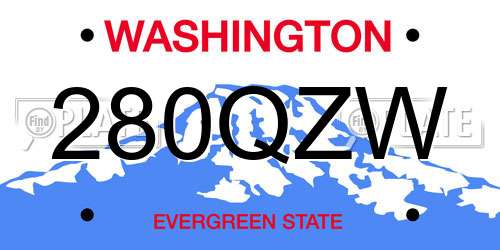 280QZW Washington License Plate