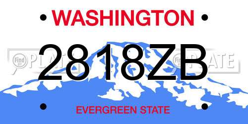 2818ZB Washington License Plate