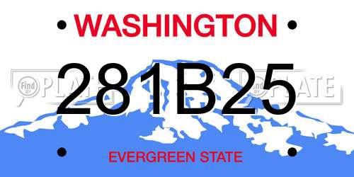 281B25 Washington License Plate
