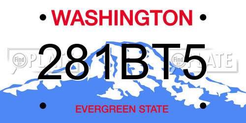 281BT5 Washington License Plate