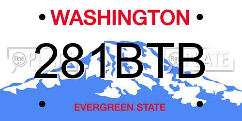 281BTB Washington License Plate