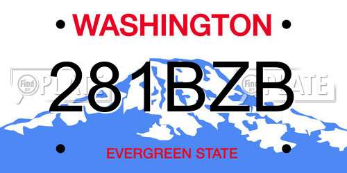281BZB Washington License Plate