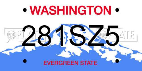 281SZ5 Washington License Plate