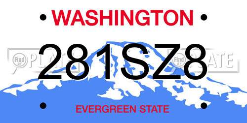 281SZ8 Washington License Plate
