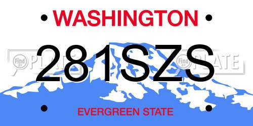 281SZS Washington License Plate