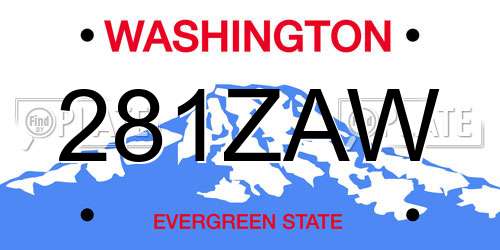 281ZAW Washington License Plate