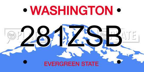 281ZSB Washington License Plate