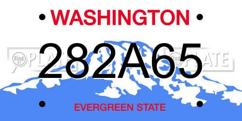 282A65 Washington License Plate