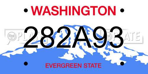 282A93 Washington License Plate