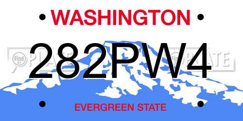 282PW4 Washington License Plate