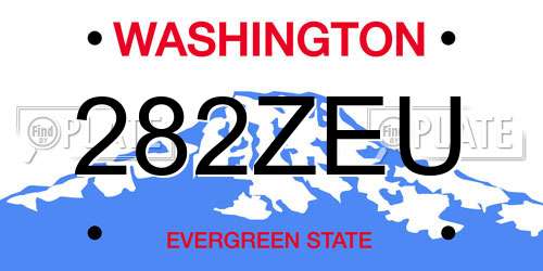 282ZEU Washington License Plate