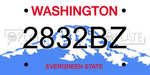 2832BZ Washington License Plate