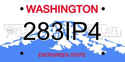 283IP4 Washington License Plate