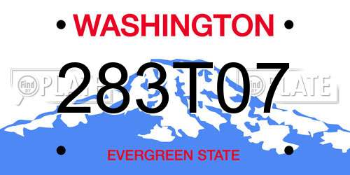 283T07 Washington License Plate