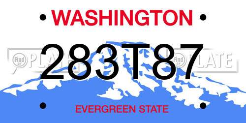 283T87 Washington License Plate
