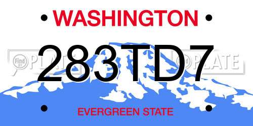 283TD7 Washington License Plate