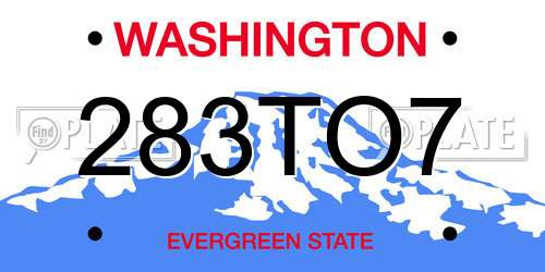283TO7 Washington License Plate