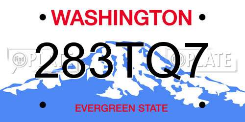 283TQ7 Washington License Plate