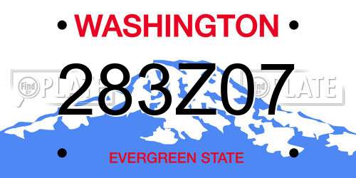283Z07 Washington License Plate