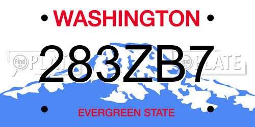 283ZB7 Washington License Plate