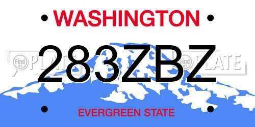 283ZBZ Washington License Plate