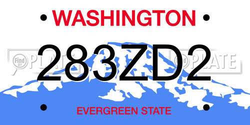 283ZD2 Washington License Plate