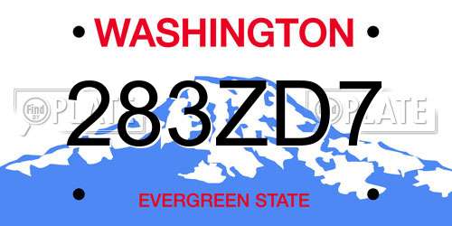 283ZD7 Washington License Plate