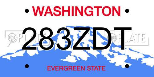 283ZDT Washington License Plate