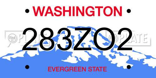 283ZO2 Washington License Plate