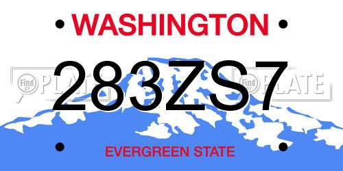 283ZS7 Washington License Plate