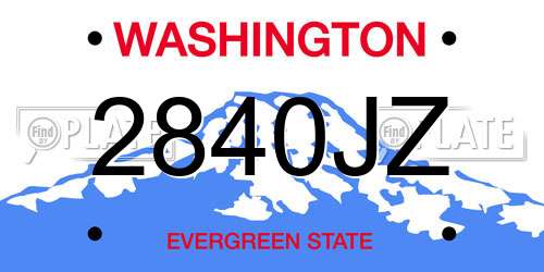 2840JZ Washington License Plate