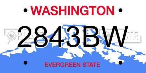 2843BW Washington License Plate