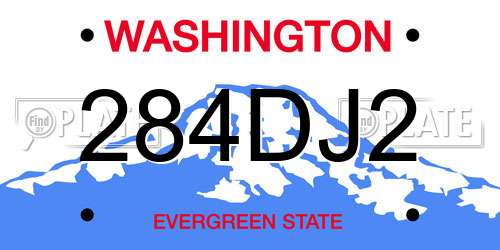 284DJ2 Washington License Plate