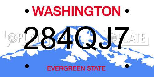 284QJ7 Washington License Plate