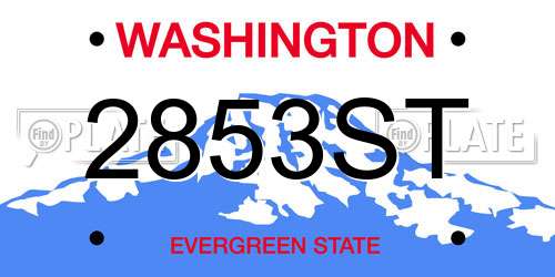2853ST Washington License Plate