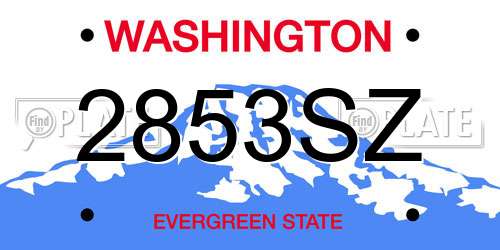 2853SZ Washington License Plate